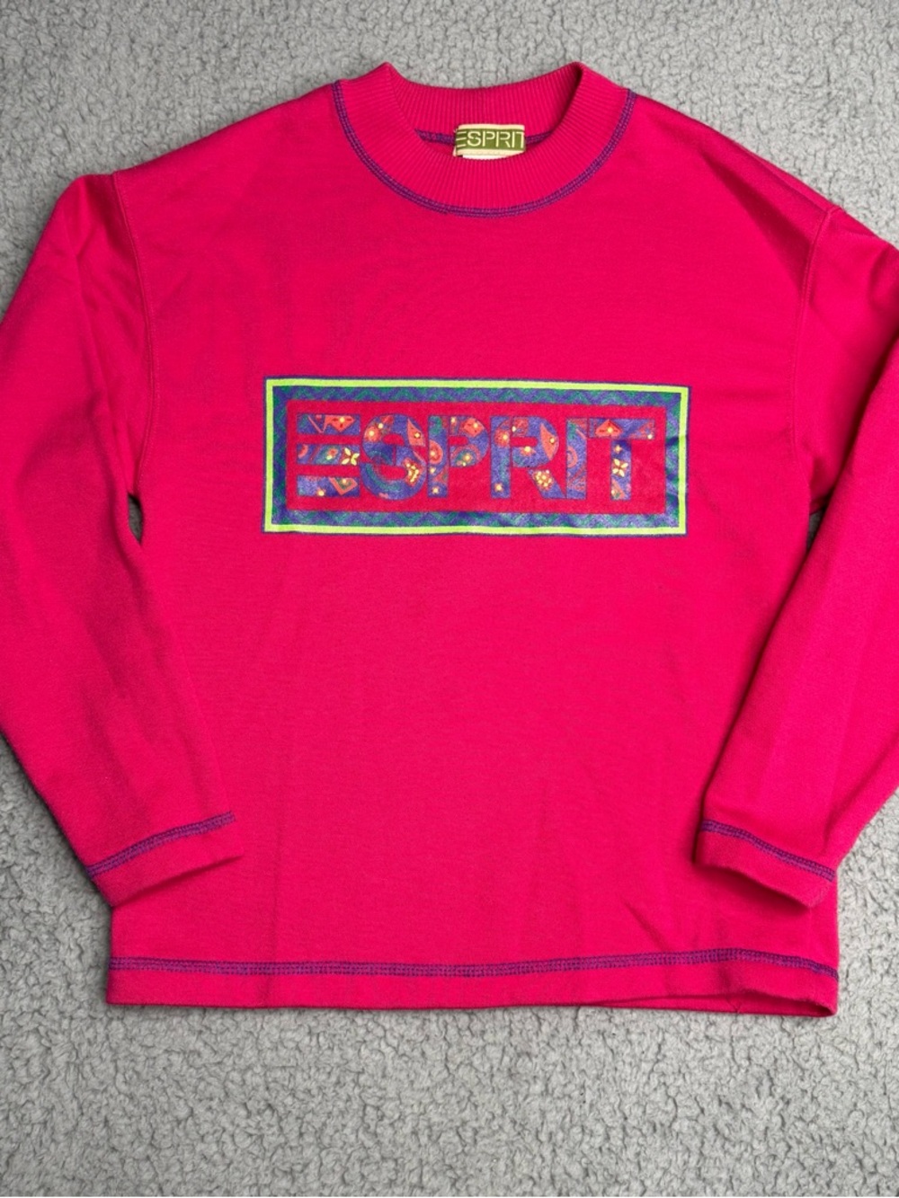 Vintage Esprit 90s pink graphic sweatshirt logo pullover casual long sleeve M